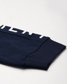 Shop Men Navy Blue Solid Slim Fit Joggers With Printed Detail