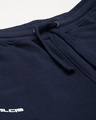 Shop Men Navy Blue Solid Slim Fit Joggers With Printed Detail-Full