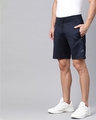 Shop Men Navy Blue Solid Slim Fit Sports Shorts-Design