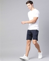 Shop Men Navy Blue Solid Slim Fit Sports Shorts