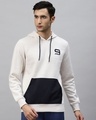 Shop Men White Color Block Slim Fit Sweatshirt-Front