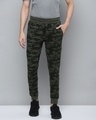 Shop Men Olive Green Camouflage Printed Joggers-Front
