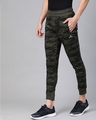 Shop Men Olive Green Straight Fit Camouflage Printed Joggers-Design