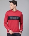 Shop Men Red Printed Slim Fit Sweatshirt-Front