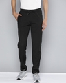 Shop Men's Black Mid Rise Slim Fit Track Pants-Front