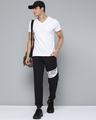 Shop Men's Black White Typography Printed Mid Rise Slim Fit Track Pants