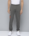 Shop Men's Charcaol Grey Melange Solid Mid Rise Slim Fit Track Pants-Front