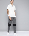 Shop Men's Charcoal Grey Black Colourblocked Mid Rise Slim Fit Track Pants