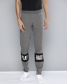 Shop Men's Charcoal Grey Black Colourblocked Mid Rise Slim Fit Track Pants-Front