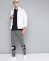 Shop Men's Charcoal Grey Black Colourblocked Mid Rise Slim Fit Track Pants
