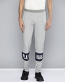 Shop Men's Grey Black Colourblocked Mid Rise Slim Fit Track Pants-Front