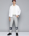 Shop Men's Grey Black Colourblocked Mid Rise Slim Fit Track Pants