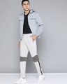 Shop Men's Grey Melange Colourblocked Mid Rise Slim Fit Track Pants