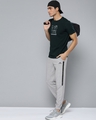 Shop Men's Grey Melange Typography Printed Mid Rise Slim Fit Track Pants