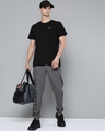 Shop Men's Grey Typography Printed Mid Rise Slim Fit Track Pants