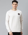 Shop Men White Slim Fit Sweatshirt-Front