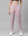 Shop Nari Pink Slim Fit Solid Joggers-Front