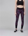 Shop Women Black & Purple Printed Training Tights