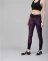 Shop Women Black & Purple Printed Training Tights