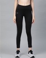 Shop Women Black Secure Fit Solid Cropped Training Tights-Front
