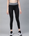 Shop Women Black Secure Fit Solid Cropped Training Tights-Front