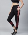 Shop Women Black Slim Fit Colourblocked Cropped Joggers-Design