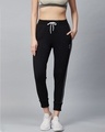 Shop Women Black Slim Fit Solid Cropped Joggers-Front