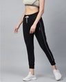 Shop Women Black Slim Fit Solid Cropped Joggers-Design