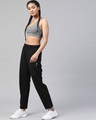 Shop Women Black Slim Fit Solid Knitted Track Pants