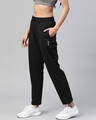 Shop Women Black Slim Fit Solid Knitted Track Pants-Design