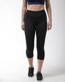 Shop Women Black Solid 3/4th Compression Training Tights-Front