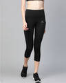 Shop Women Black Solid Cropped Training Tights-Front