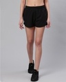 Shop Women Black Solid Slim Fit Running Shorts-Front