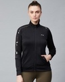 Shop Women Black Slim Fit Sweatshirt-Front