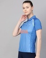 Shop Women's Blue Printed Slim Fit T-shirt-Design
