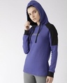 Shop Women Blue Printed Slim Fit Sweatshirt-Design
