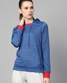 Shop Women Blue Self Design Slim Fit Sweatshirt-Front
