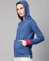 Shop Women Blue Self Design Slim Fit Sweatshirt-Design