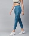 Shop Women Blue Slim Fit Solid Cropped Joggers-Design