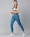 Shop Women Blue Slim Fit Solid Cropped Joggers