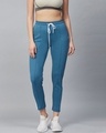 Shop Women Blue Solid Track Pants-Front