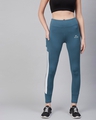 Shop Women Blue Solid Training Tights-Front