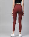 Shop Women Burgundy Solid Cropped Tights-Full