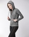 Shop Women Grey Self Design Slim Fit Jacket-Design