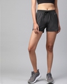 Shop Women Charcoal Grey Solid Regular Fit Running Shorts-Front