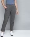 Shop Women Charcoal Grey Solid Track Pants-Front