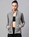 Shop Women Grey Slim Fit Sweatshirt-Front