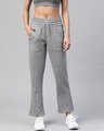 Shop Women Grey Melange Solid Track Pants-Front