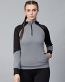 Shop Women Grey Slim Fit Sweatshirt-Front