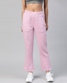 Shop Women Lavender Slim Fit Solid Knitted Track Pants-Front
